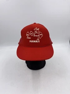 Vintage Snap Back Mesh Back Trucker Cap HAWAII with ISLANDS Red One Size - Picture 1 of 10