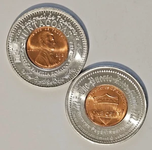 VILLALBA & PUERTO RICO MINT Collectibles Encased Cent Lucky Penny ficha token - Picture 1 of 3