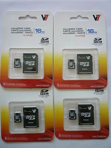 4 x V7 16GB microSDHC VAMSDH16GCL4R - NEW!! - Picture 1 of 2
