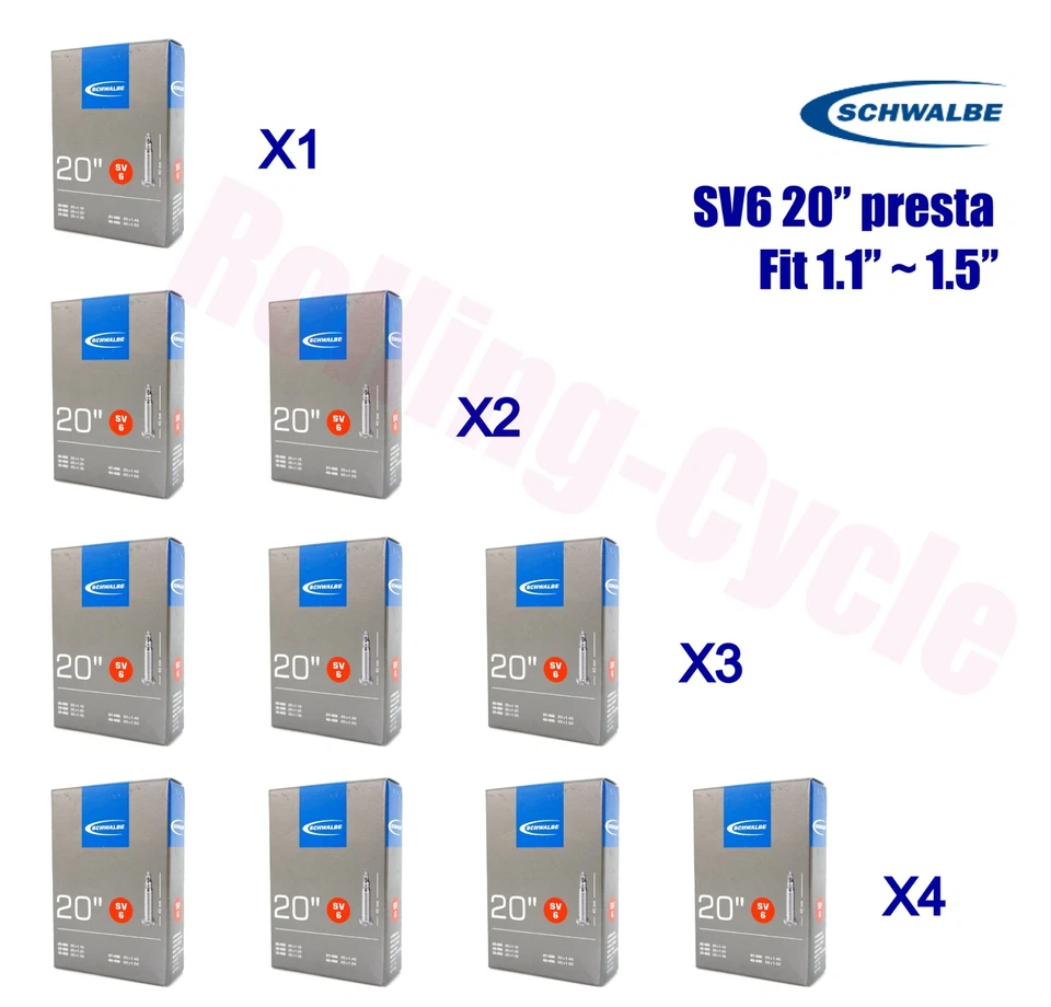 1pack - 4pack Schwalbe SV6 Presta FV 40mm 20 x 1.1~1.5 406 Tubes Dahon BMX Bike - image 1 of 2
