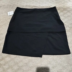 Zara Black Layered Asymmetrical Mini Skirt. Sz L. NWT! - Picture 1 of 10