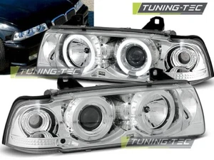 FARI ANTERIORI LED ANGEL EYES PER BMW E36 90-99 BERLINA TOURING SERIE 3 FANALI - Imagen 1 de 6