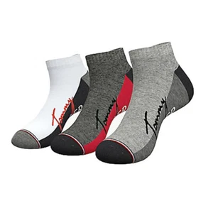 TOMMY HILFIGER Mens Ankle Socks 3 Pack Low Cut Soft Stretchy Trainer Sock 6-10.5