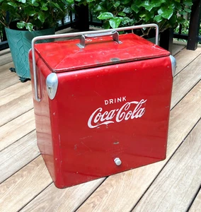 Vintage 1940’s-50s’s Coca Cola Ice Chest with Tray and Front Drain w/Cap - Picture 1 of 10