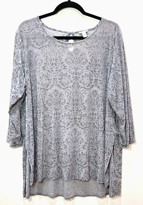 Blusa Cato Plateada Terciopelo Burnout Talla 18/20 Floral Terciopelo Elástico Vacaciones Año Nuevo Foto 1 de 4