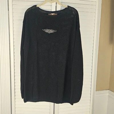 Harley Davidson женщин черный вышитый вязаный логотип свитер средний - Изображение 1 из 4