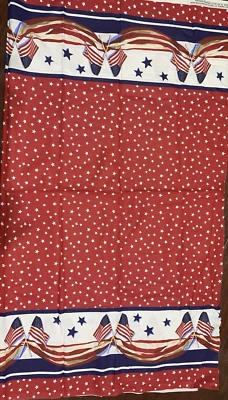 3-1/2 Yds David Fabric Flag Patriotic red stars/flags/banner with border 56"   - Image 1 of 2