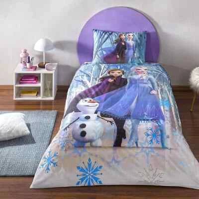 Official Disney Frozen Winter Single Duvet Cover Set – Tac Licensed, %100 Cotton - Image 1 of 4