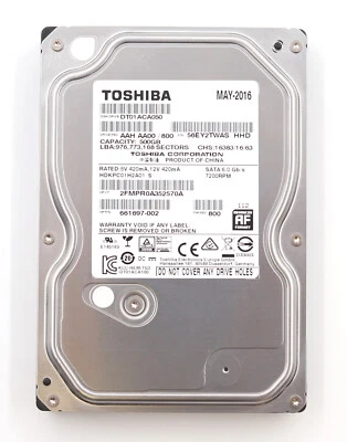 Toshibha HDKPC01H2A01 500GB 7.2K 3.5" 6Gb/s SATA Hard Drive P/N: 661697-002 - Image 1 of 3