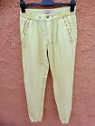 Ladies Bershka Pale Yellow Linen Casual Trouser Size M (c pics re size)
