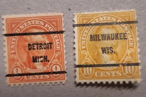 United States: 1923 stamps-9c rose &10c yellow. Jefferson&Munroe My refB77 - Picture 1 of 2