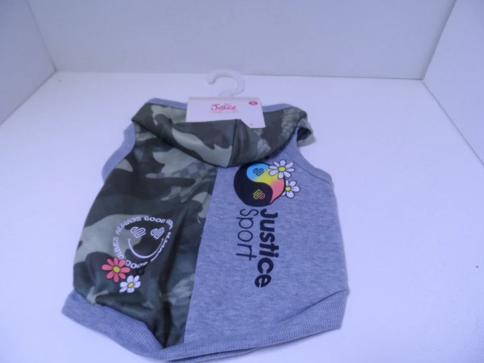 Justice Sport Green/Gray Camo Dog/Pet Hoodie Coat Female - Size Medium -