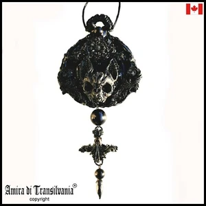 bat vampire dark gothic jewelry goth talisman necklace amulet pendant skull bird - Picture 1 of 24