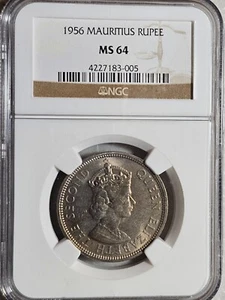 Mauritius 1 Rupee 1956 NGC MS 64 - Picture 1 of 2