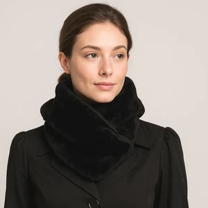 Ruyi Black Faux Fur Collar Scarf Stole Wrap Neck Warmer Winter Accessory 66-44 - Picture 1 of 11