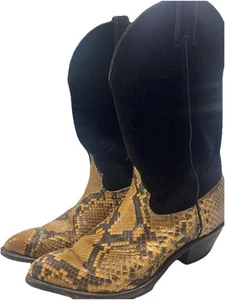 Vintage Code West by Dan Post Snakeskin Cowboy Boots Men Sz 9M Made USA 🔥🔥 - Picture 1 of 12