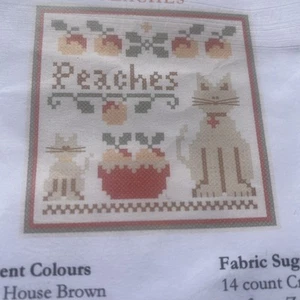 little house needleworks Cross Stitch Pattern Threads Peaches Cat Diane Williams - Picture 1 of 3