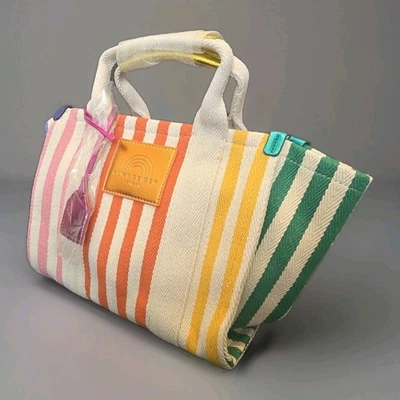 🌈 Kurt Geiger Southbank Canvas Rainbow Stripe Small Shopper Bag RRP £159 🌈