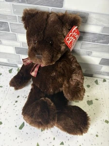 Gund BEARY LONGLEGS Teddybär dunkelbraun 12 Zoll Plüsch rot hellbraun Gingham Schleife 6469 - Bild 1 von 5