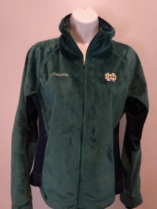 NWOT Columbia Sportswear Womens Medium M Notre Dame Green Navy Zip Fleece Jacket - Picture 1 of 19