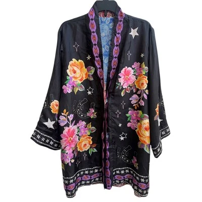 Johnny Was NWOT Jade Kimono Reversible 100% Silk Cardigan Pockets Sz S Floral - Image 1 of 4