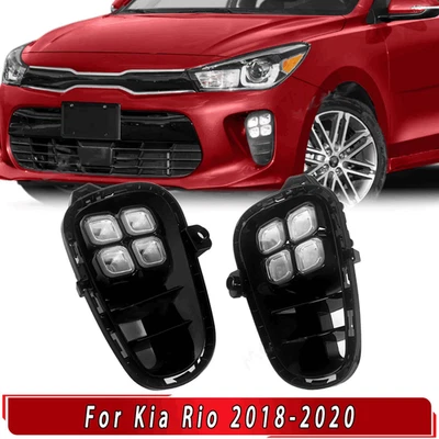 LED DRL Daytime Running Front Fog Lamps w/ Turn Light For KIA Rio 2018 2019 2020 - Image 1 of 4