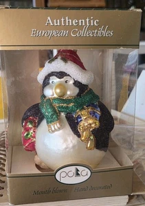 Pola European Collectibles Penguin Christmas Ornament Ukraine Blown Glass - Picture 1 of 1