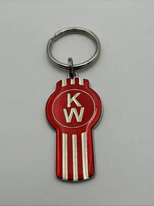 Kenworth Motors Keychain Semi Trucks Chrome Red Enamel Key Tag Keychain - Foto 1 di 3