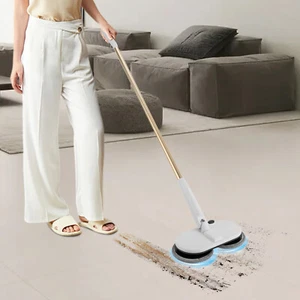 Cordless Electric Mop Spin Mops Floor Cleaning Dual Spinning Scrubber 4 Pads - Picture 1 of 20