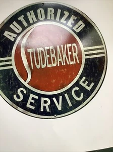 VINTAGE STUDEBAKER METAL TIN SIGN OLD AUTHORIZED SERVICE DEALER AUTOMOBILE CARS - Picture 1 of 3