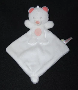 Peluche doudou ours plat SUCRE D'ORGE blanc rose TTBE - Picture 1 of 1