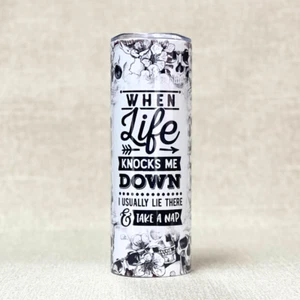 Custom Skull Motivational Tumbler 20 Oz With Lid And Straw Insulated - Picture 1 of 2