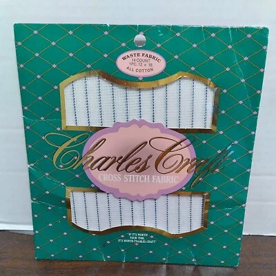 Charles Craft Cross Stitch Fabric Waste Fabric 14 Ct. 1 Pc 12x18 Cotton Open box - Image 1 of 4