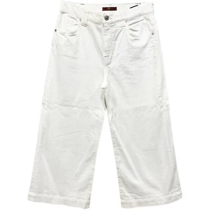 7 For All Mankind Pants Wide Leg Culotte Clean White Cropped Jeans Size 28 - Picture 1 of 7