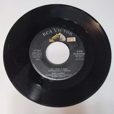 ROD LAUREN If I Had A Girl / No Wonder 7" 45 rpm 1959 Pop VG Easy Listening Foto 1 de 4
