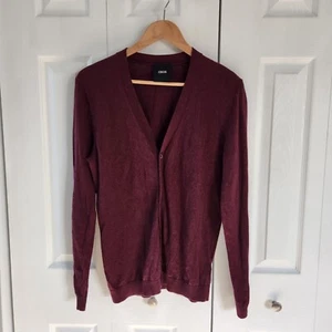 Asos Womens Cardigan Size Medium Maroon Long Sleeve Button Front Boyfriend - Picture 1 of 9