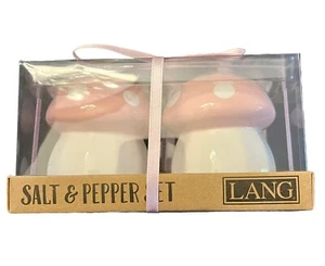 Juego de 2 saleros y pimenteros Lang Mushroom rosa y blanco 3” cerámica - Imagen 1 de 2