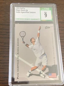 2003 NETPRO ELITE ANDRE AGASSI VS PETE SAMPRAS MAJOR MATCHUP DOUBLE CSG 9 MINT! - Picture 1 of 2