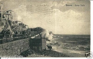 li 022 1923 Genova Corso Italia -mareggiata - viagg. FP-  - Imagen 1 de 1