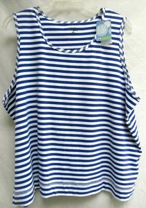 LIZ & ME..COTTON..PURPLE & WHITE..SLEEVELESS..TANK..TUNIC..TOP...NEW PLUS sz 3X - Picture 1 of 3