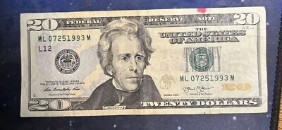 Birthday/Anniversary Serial Number 20 Dollar Bill July 25, 1993 ML07251993M Cir - Image 1 of 4