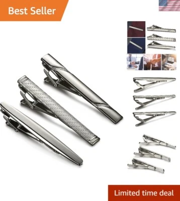 Juego de 3 clips de corbata listos para regalo para hombre - Perfecto para cumpleaños, bodas y más Foto 1 de 4