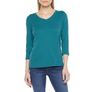 St. John's Bay Misses Size XL (16-18) V-Neck 3/4 Sleeve T-Shirt--Blue Coral - Picture 1 of 7