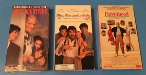MRS. DOUBTFIRE PARENTHOOD THREE MEN AND A BABY 3 VHS Tapes Classic Movies - Picture 1 of 3