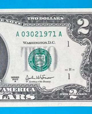 March 2, 1971 / 3 February 1971 : A 03021971 A BIRTHDAY NOTE $2 Two Dollar Bill - Image 1 of 3