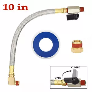 Extended Tank Steel Drain Hose 10" Braided Valve Assembly Kit for Air Compressor - Picture 1 of 7