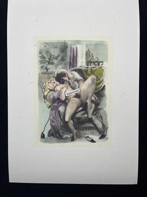 Erotischer Kunstdruck von Suzanne Ballivet „wank her“ von 1950 mit Wasserfarben - Bild 1 von 2