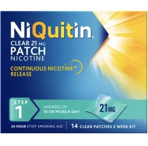 3 x 14 NiQuitin Clear Patch Step 1 21mg Stop Smoking Aid 42 patches - Picture 1 of 1
