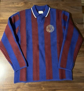 Aime Leon Dore Long-Sleeve Knit Stripe Soccer Jersey Sweater Merlot/Royal Large - Picture 1 of 10