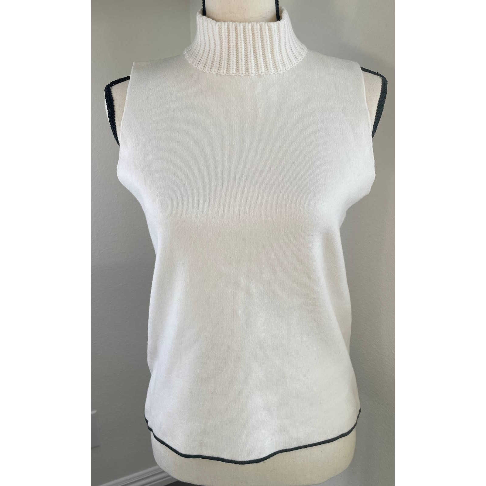 Zara White Sleeveless Turtleneck Top 